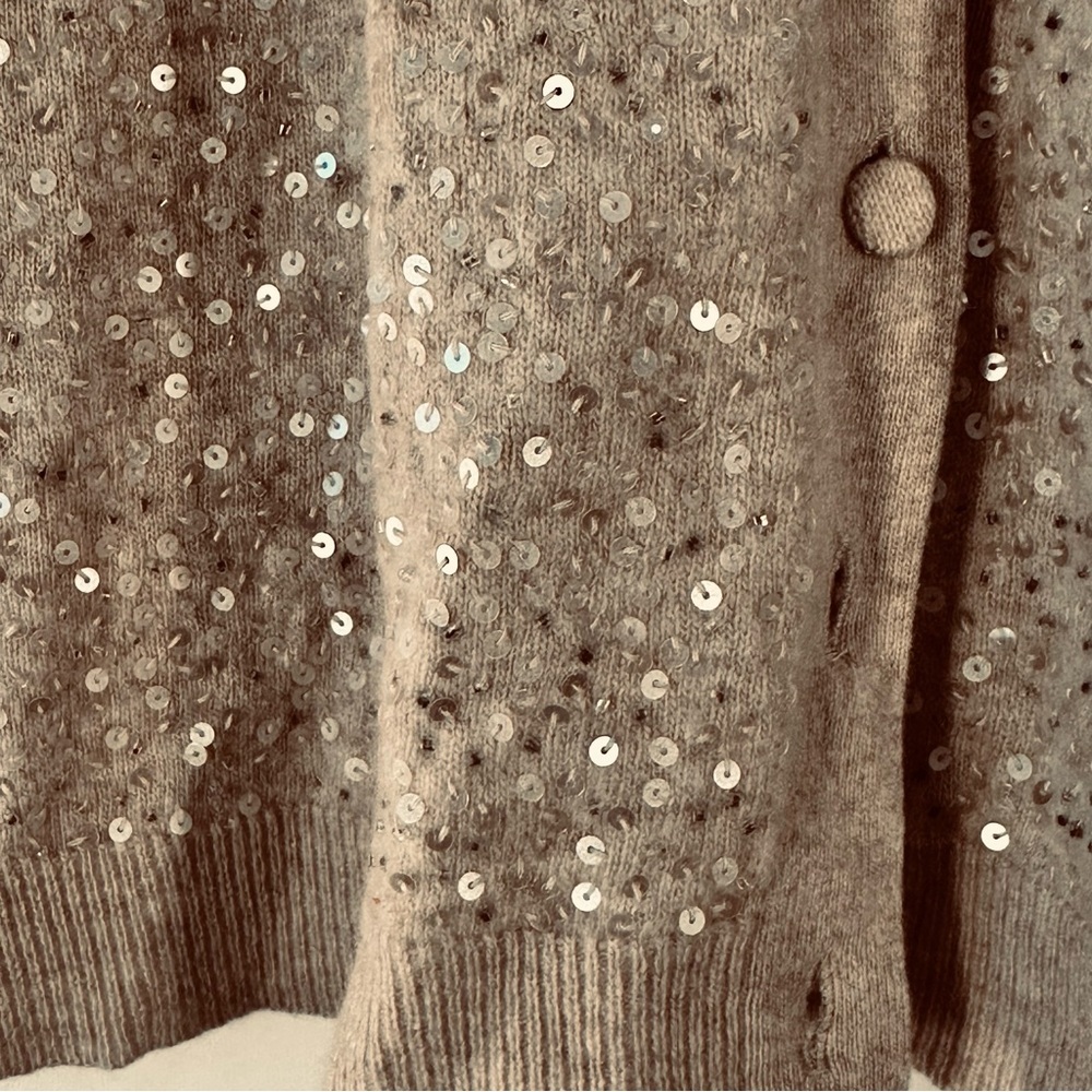 Talbots Lambswool Angora Blend Sparkling Beige Cardigan - Picture 2 of 8